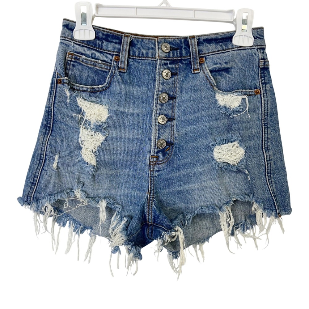 Abercrombie Fitch Ultra High Rise Mom Shorts Women's Size 26 Cut Off Denim Jean